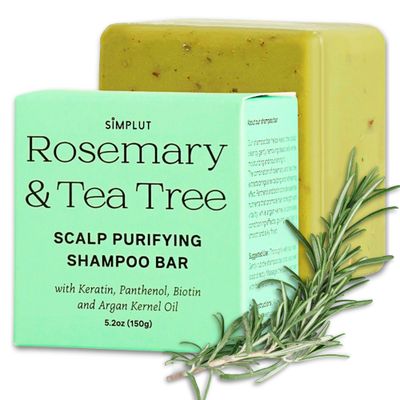 Rosemary Tea-Tree Scalp Clarifying Shampoo Bar with Keratin, Panthenol, Biotin and Argan-Oil (5.2oz) Sulfate Free, All Natural, Hair Moisturizing Nourishing Soap, Deep Cleansing Solid Shampoo