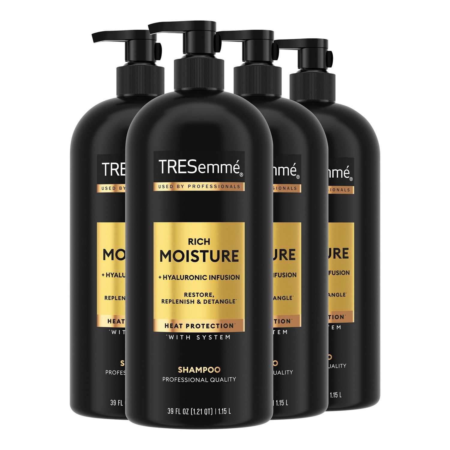 TRESemm Rich Moisture Hydrating Shampoo with Pump 4 Count for Dry Hair Formulated With Pro Style Technology 39 fl oz