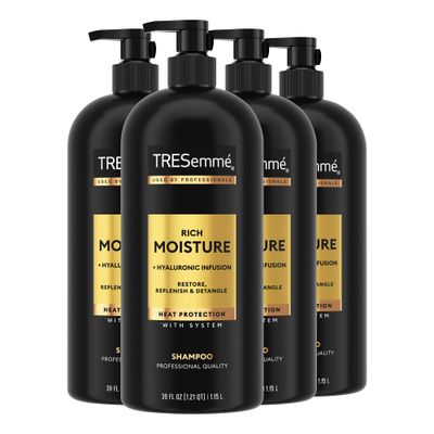 TRESemm Rich Moisture Hydrating Shampoo with Pump 4 Count for Dry Hair Formulated With Pro Style Technology 39 fl oz