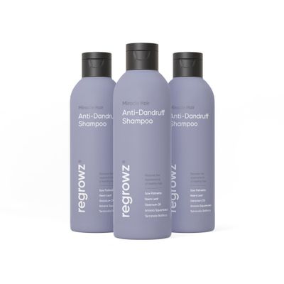 Regrowz Anti Dandruff Shampoo 7.6fl oz - Pack of 3 - For Dry, Itchy Scalp - Itch Relief Treatment Removes Flakes - Moisturises for Healthy Vibrant Hair