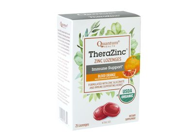 Quantum Health TheraZinc USDA Organic Zinc LozengesBlood OrangeImmune Support Formulated with Zinc GluconateFast ReliefNo Aftertaste25 Count