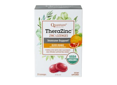 Quantum Health TheraZinc USDA Organic Zinc LozengesBlood OrangeImmune Support Formulated with Zinc GluconateFast ReliefNo Aftertaste25 Count