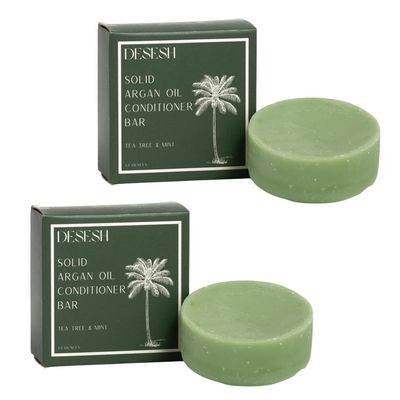 Argan Oil Solid Conditioner Bar 2-Pack Bundle, US-Made, No Artificial Colors Or Fragrances, Vegan, Cruelty Free, Designed For All Hair Types, Plastic Free (Tea Tree Mint)