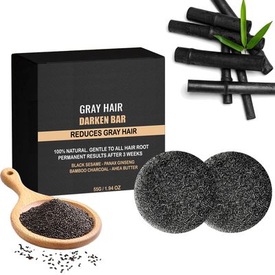 TALINZEN Black Soap for Gray Hair Reverse Bar, Black Shampoo Bar for Hair Darkening and Volume for Men Women, 2-Pack