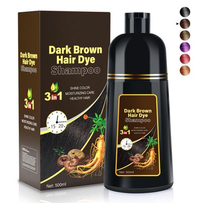 Cosmpro Dark Brown Natural Hair Dye Shampoo 3 in 1, 16.9 Fl Oz500 ML, Semi-Permanent Gray Hair Coverage, Unisex, Natural Ingredients,