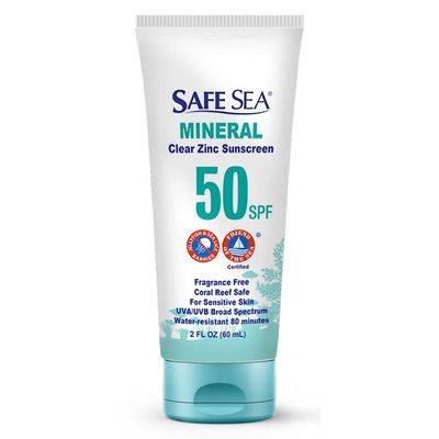 Safe Sea Zinc Oxide Sunscreen SPF50 Clear Mineral Face Sunscreen Without White Cast Anti-Jellyfish Sting Protective Lotion 2Oz (60ml), Pack of 1 (2 Fl Oz (Pack of 1))