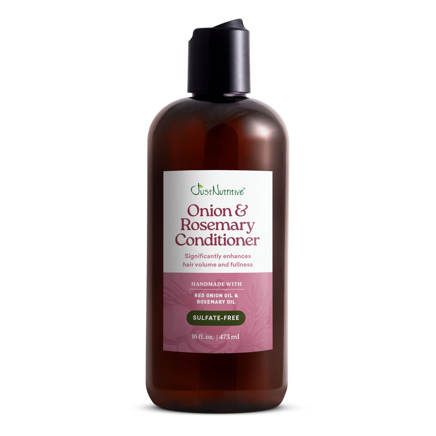 Just Nutritive Onion Rosemary Conditioner for Hair Growth, Hair Loss, Oil Control, Thickening, Silicone-Free, Enriched with Red Onion Oil, Rosemary Oil for Fuller, Voluminous Hair - 16 Fl Oz