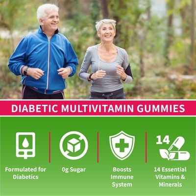 YumVs Multivitamin Gummies Sugar Free Supplement Vitamins for Women Men Chromium, Thiamine and Magnesium Natural Raspberry Flavor Chewables - 60 Count - (Pack of 2)