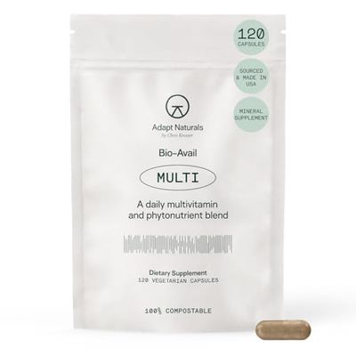 Adapt Naturals Multivitamin for Women Men, Bioavailable Easy-to-Absorb Multivitamin Daily Supplement with Biotin, Niacin, Vitamin A, B, C, D, E, K1, Zinc, Magnesium Immune Support - 30 Days Supply