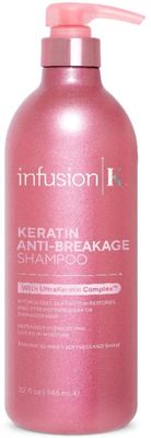 Infusion K Keratin Anti-Breakage Shampoo with UltraKeratin Complex - Strengthens Weak Damaged Hair Hydrates Moisturizes Color Safe, Paraben, Sulfate, Cruelty Free USA Made (32 oz)