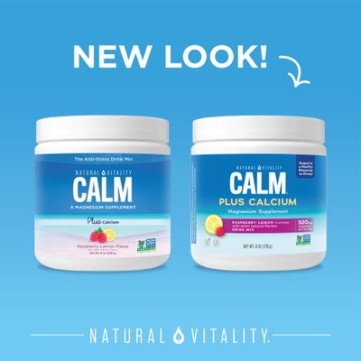 Natural Vitality CALM Magnesium Supplement Drink Mix Plus Calcium, Anti-Stress Drink Mix Powder, With Calcium, Vegetarian Non-GMO, Raspberry Lemon, 8 oz