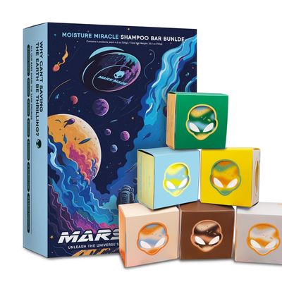 MARS MADE Moisture Miracle Shampoo Bar Bundle 2.0 - Hydrating Moisturizing Natural Soap Bar for Hair Scalp Nourishment - Solid Shampoo for All Hair Types (120g, 4.23oz - 6EA)
