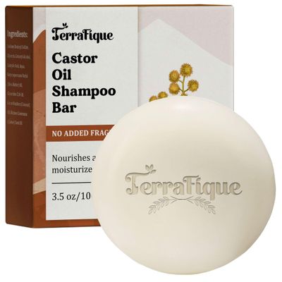 Terrafique Castor Oil Shampoo Bar - No Added Fragrance - Solid Shampoo for Thinning Hair - Men and Women - 3.5 Oz - Pack of 1