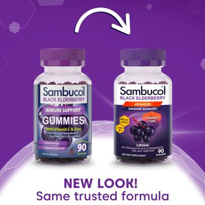 Sambucol Elderberry Gummies for Adults with Vitamin C Zinc Sambucus Elderberry Gummies for Immune Support with High Antioxidants Gluten Free Vegan 1 Gummy Per Serving 90 Count (90 Day Supply)