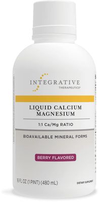 Integrative Therapeutics Liquid Calcium Magnesium - 1:1 Calcium to Magnesium Ratio - Mineral Supplement with Vitamin D3 - Bone Health Supplement for Men and Women - 16 fl oz, Berry Flavored