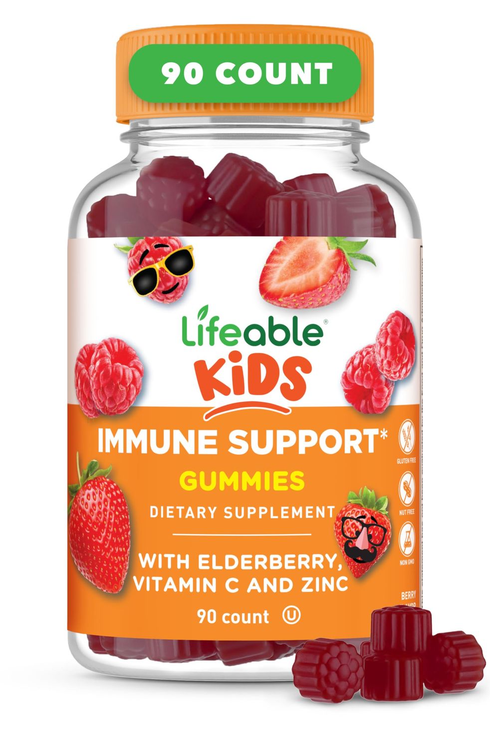 Lifeable Kids Immune Support Gummies Elderberry Vitamin C and Zinc Great Tasting Immune Support Supplement Elderberry Gummies for Kids Kids Elderberry Gummies for Boys, Girls 90 Gummies
