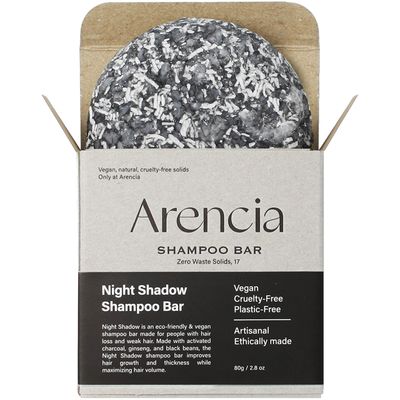 ARENCIA Night Shadow Biotin Shampoo Bar for Regrowth Hair loss, Darkening, Gray Hair Strengthening Volumizing Normal to Oily Hair Vegan, Natural, pH balanced, Sulfate free