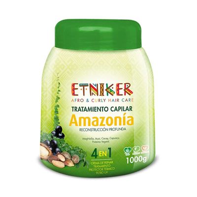 Etniker Amazonia Afro Curly Hair Treatment Deep Conditioning Mask with Cacay, Acai Cupua u 4-in-1 Moisturizing, Repair Protection. Hydrates, Strengthens Defines Curls Sulfate-Free 33 Oz