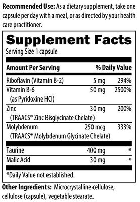 Zinc Plus 30 mg of Zinc Bis-glycinate Chelate Riboflavin, Vitamin B6, Molybdenum, Taurine, Malic Acid Supports Immune Function 90 Vegetarian Capsules