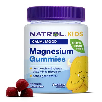 Natrol Kids Magnesium Citrate Gummies, Gently Calm and Relax Little Minds and Bodies, Plus Support Healthy Muscle Relaxation and Function, 30 Razzilicious Gummies, Up to a 30 Day Supply