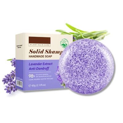 Grospe Lavender Essential Oil Shampoo Bar, Deep Cleansing Moisturizing, Relieves Itching Dandruff, Leaves Hair Smooth, Shiny Voluminous, Suitable for All Hair Types