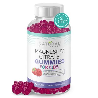 Calm Magnesium Citrate Gummies for Kids - Sleep Support, Chewable Magnesium Supplement 100mg, Stress Relief, Bone Health, Muscle Relaxation, Non-GMO Gluten-Free, Natural Flavor 60 Vegan Gummies