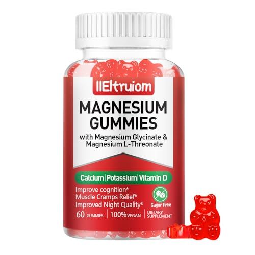 Magnesium Glycinate Gummies with Magnesium L-Threonate, Calcium - Enhanced with CoQ10 Black Pepper Extract for Muscle, and Energy Support - Sugar-Free, Gluten-Free (30 Servings)