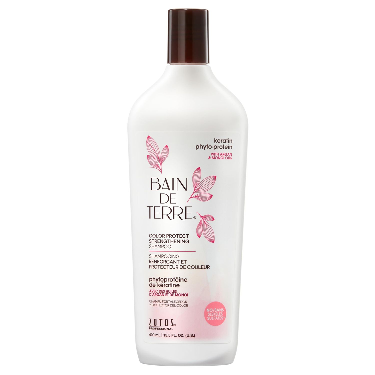 Bain de Terre Keratin Phyto-Protein Color Protect Strengthening Shampoo, Color-Safe Strengthening for Weak Damaged Hair, Sulfate-Free, Paraben-Free, 13.5 Fl Oz