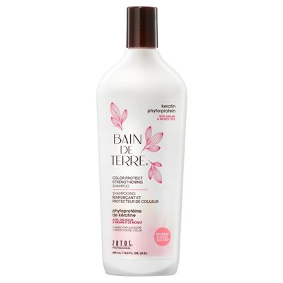 Bain de Terre Keratin Phyto-Protein Color Protect Strengthening Shampoo, Color-Safe Strengthening for Weak Damaged Hair, Sulfate-Free, Paraben-Free, 13.5 Fl Oz