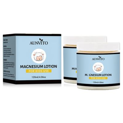 AUNVITO Pure Magnesium Lotion for Kids,magnesium Butter Lotion for Sleep kids- Organic, Fast-Topical Magnesium Cream Helps Kids Stay Calm at Bedtime and During The Night, 4oz(2 Bottle)