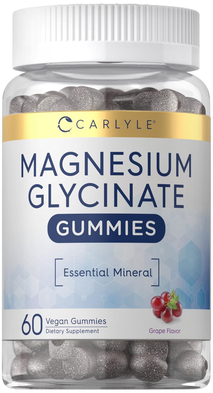 Carlyle Magnesium Glycinate Gummies 60 Count Grape Flavor Vegan, Non-GMO, Gluten Free Supplement