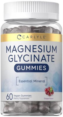 Carlyle Magnesium Glycinate Gummies 60 Count Grape Flavor Vegan, Non-GMO, Gluten Free Supplement