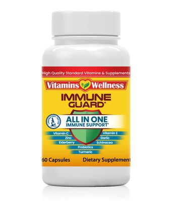 Vitamins Wellness -10 in 1- Made in USA Immune Support Supplement-Elderberry Immune Guard and Booster with Zinc and Vitamin C, Vitamin B6, Turmeric, Garlic, Echinacea 60 Count1 Month Supply