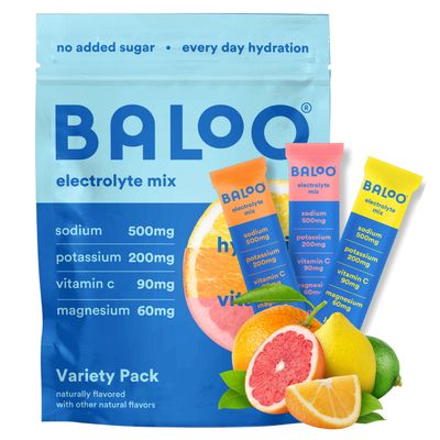 Baloo Electrolyte Powder Packets - No Added Sugar Instant Hydration Packets with Magnesium, Vitamin C, Potassium and Sodium - Variety - 15 Stick Packs