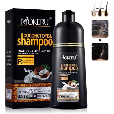 Instant Black Hair Shampoo for Gray Hair - Herbal Black Hair Dye Shampoo 3 in 1 for Women Men,16.90 Fl Oz Black Hair Dye, Long lasting Black Shampoo, Champu Para Canas Shampoo Para Canas(Black)