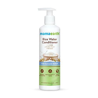 MAMAEARTH Rice Water Conditioner with Keratin Natural Hydrating Formula for Damaged Dry and Frizzy Hair Moisturizes Adds Shine Paraben Free 8.45 Fl Oz (250ml)