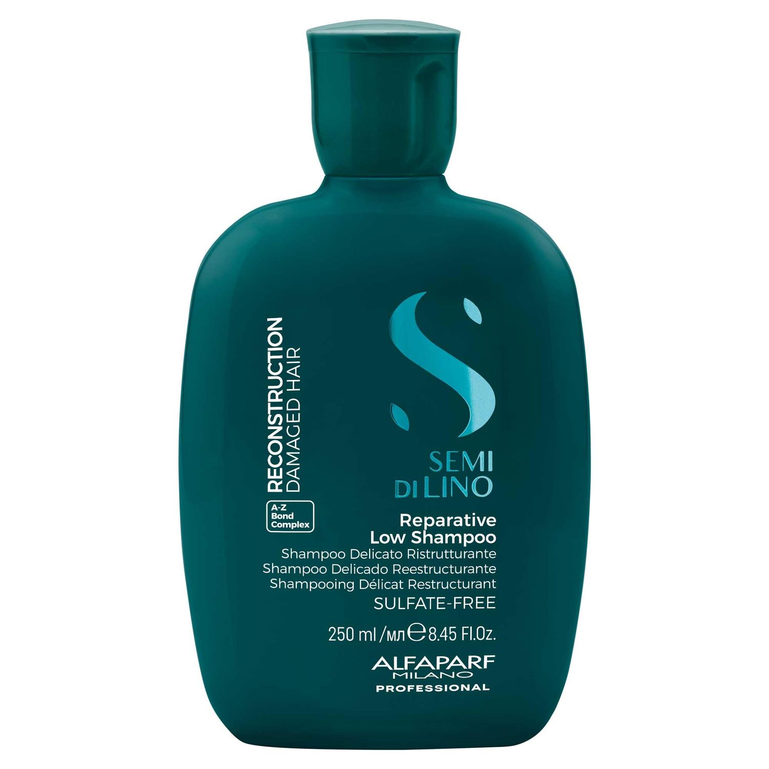 Alfaparf Milano Semi di Lino Reconstruction Reparative Sulfate Free Shampoo for Damaged Hair - Color Safe - Repairs, Restores Fiber Elasticity - Paraben Free - Vegan (8.45 oz)
