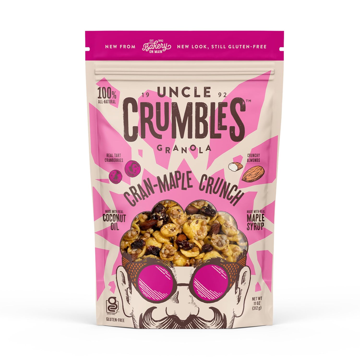 Uncle Crumbles Granola, Gluten Free, Vegan, Dairy Free, Non-GMO Project Verified, Kosher, Cran-Maple Crunch, 11oz (Pack of 1)