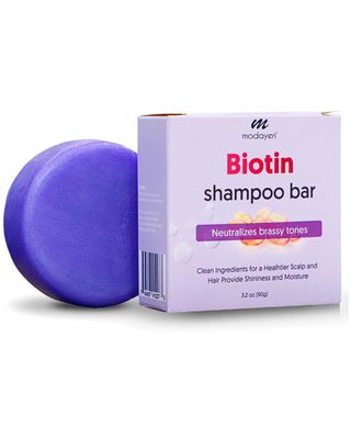 Biotin-Infused Purple Shampoo Bar for Blonde Hair - Natural Toning, Brightening and Strengthening Shampoo Blonde, Lightened Gray Hair Solid Hair Care for Silky, Radiant Locks, 3.2 oz
