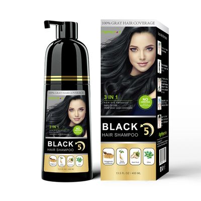 3 in 1 Semi-Permanent Black Hair Dye - 13.5 FL Oz, 100 Grey Coverage, Hair Color Shampoo
