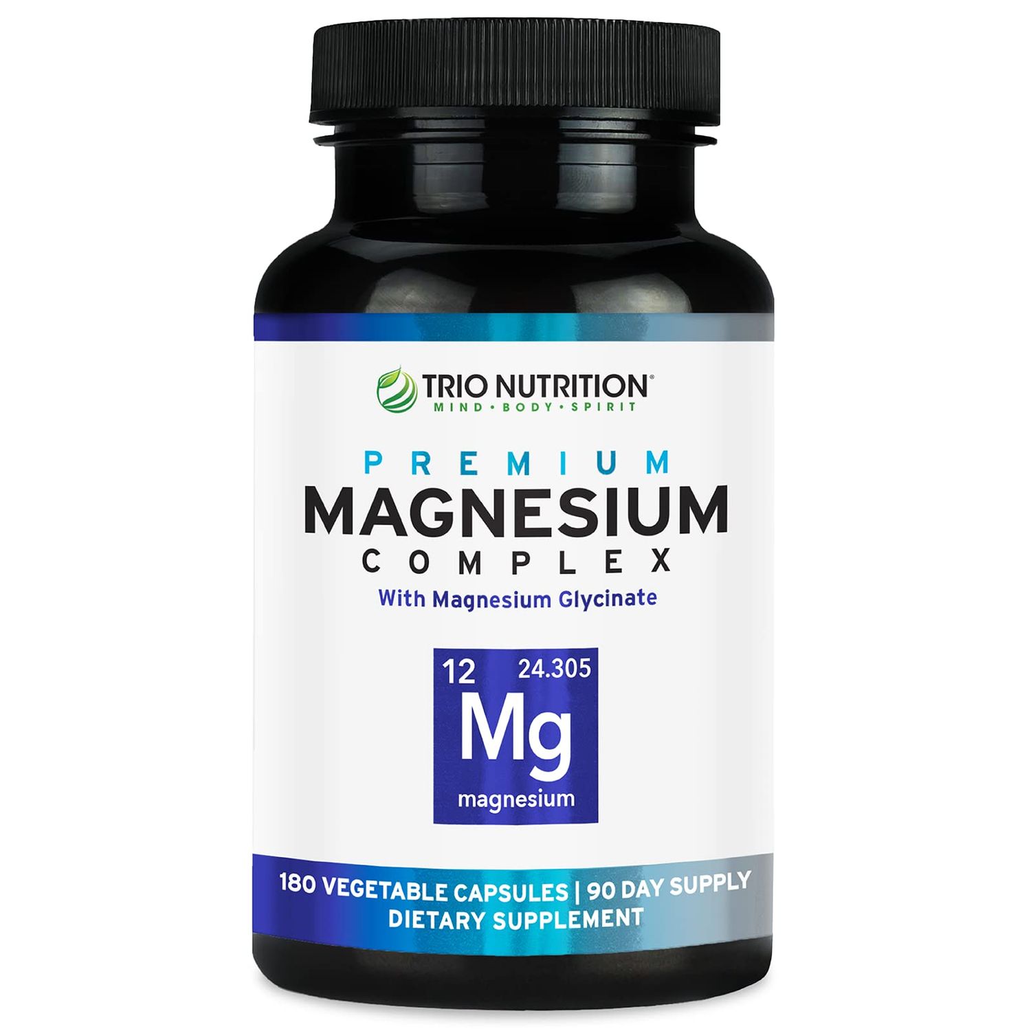 Trio Nutrition Magnesium Complex 90 Day Supply 420 mg Natural Calm, Relax, Stress Relief, and Muscle Recovery Magnesium Glycinate Supplement with Vitamin B6 for Rapid Absorption