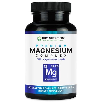 Trio Nutrition Magnesium Complex 90 Day Supply 420 mg Natural Calm, Relax, Stress Relief, and Muscle Recovery Magnesium Glycinate Supplement with Vitamin B6 for Rapid Absorption