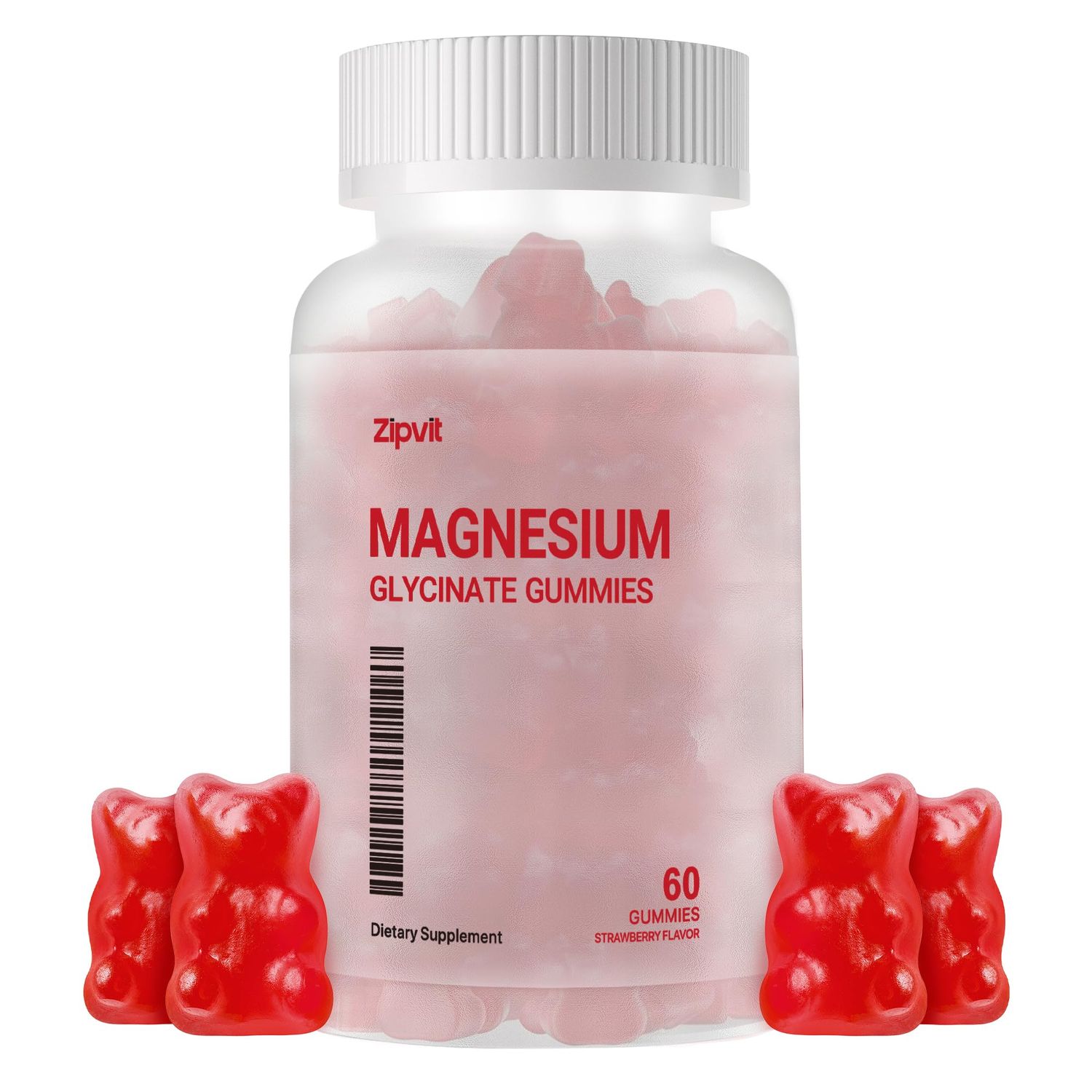 Magnesium Glycinate Gummies 1000mg - Sugar Free Magnesium Potassium Supplement with Vitamin D, B6, CoQ10 for Calm Mood Sleep Support - 60 Strawberry Gummies