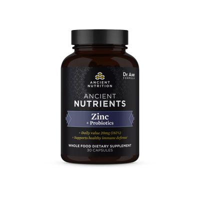 Ancient Nutrition Probiotics and Zinc Supplement, Supports Healthy Immune System and Gut Health, Made Without GMOs, Superfoods Supplement, Paleo and Keto Friendly, 30 Count