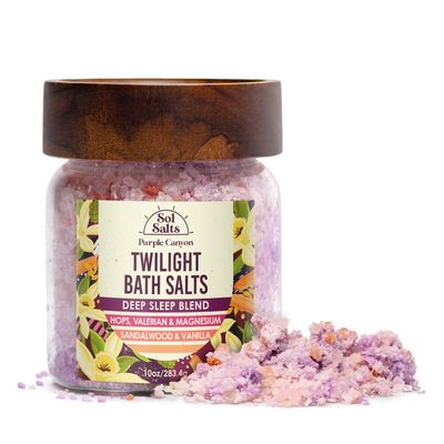 PURPLE CANYON SolSalts Twilight Deep Sleep Bath Salts 10oz Magnesium-Infused Sandalwood Vanilla Aromatherapy with Clay Crumbles