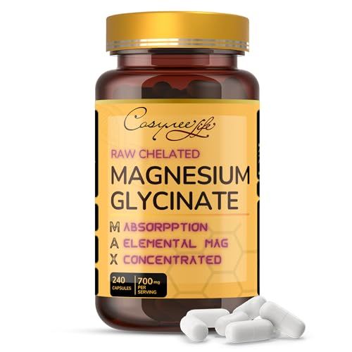 Magnesium Glycinate 700mg - High Absorption Chelated 22 Elemental Magnesium - 240 Capsules.