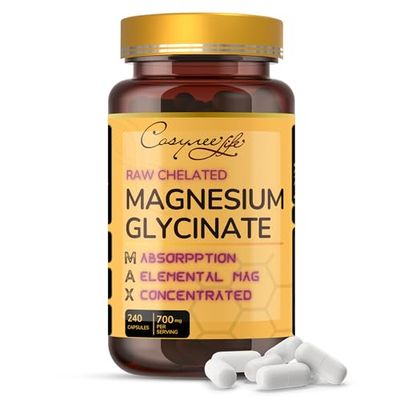 Magnesium Glycinate 700mg - High Absorption Chelated 22 Elemental Magnesium - 240 Capsules.