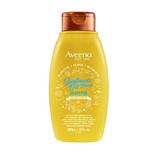 Aveeno Deep Moisturizing Sunflower Oil Blend Shampoo with Oat for Dry Damaged Hair, Dye, Paraben Sulfate Surfactants Free, 12 Fl Oz