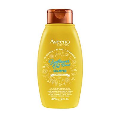 Aveeno Deep Moisturizing Sunflower Oil Blend Shampoo with Oat for Dry Damaged Hair, Dye, Paraben Sulfate Surfactants Free, 12 Fl Oz