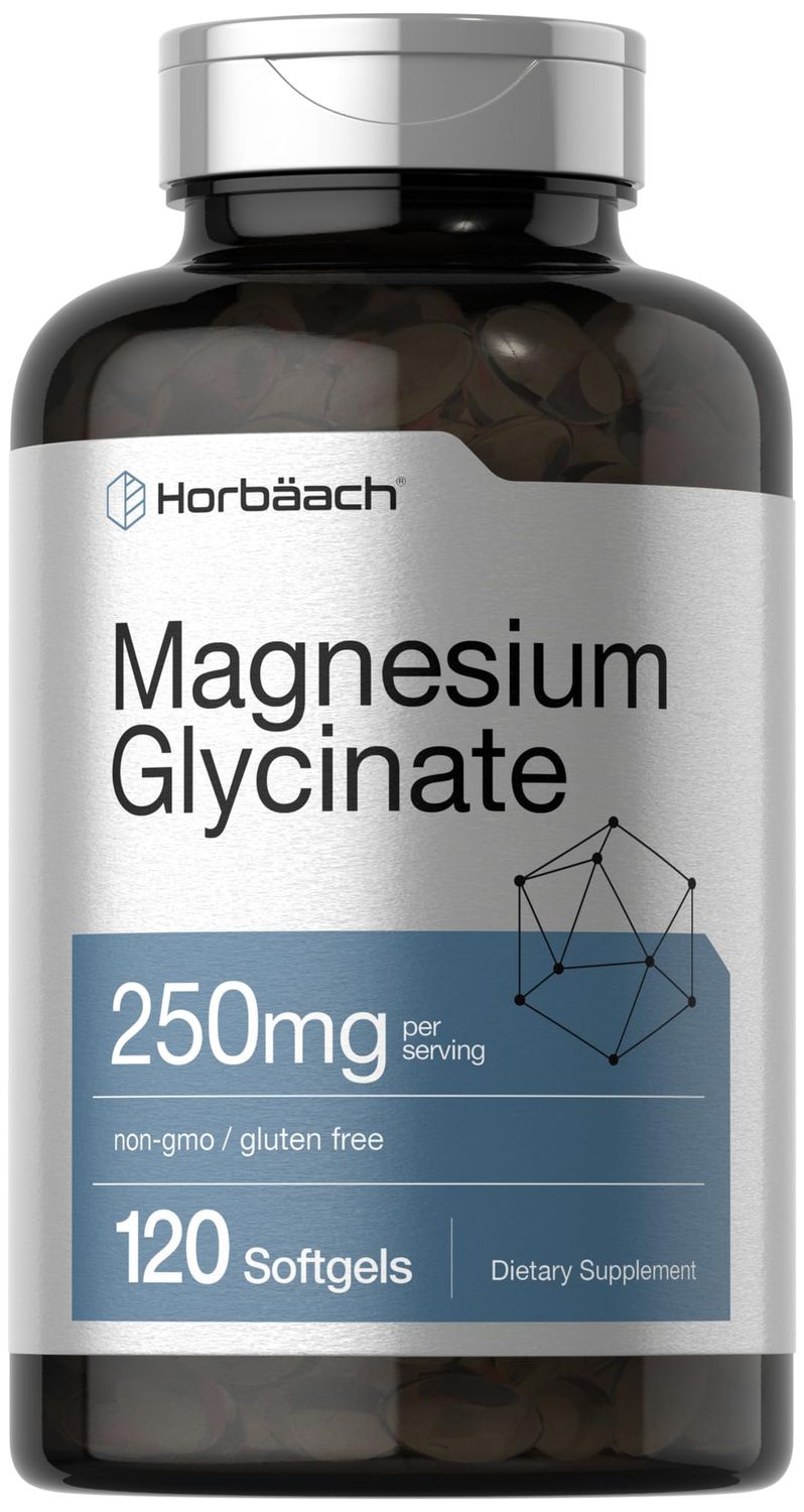 Horb ach Magnesium Glycinate 250mg 120 Softgels Non-GMO and Gluten Free Supplement